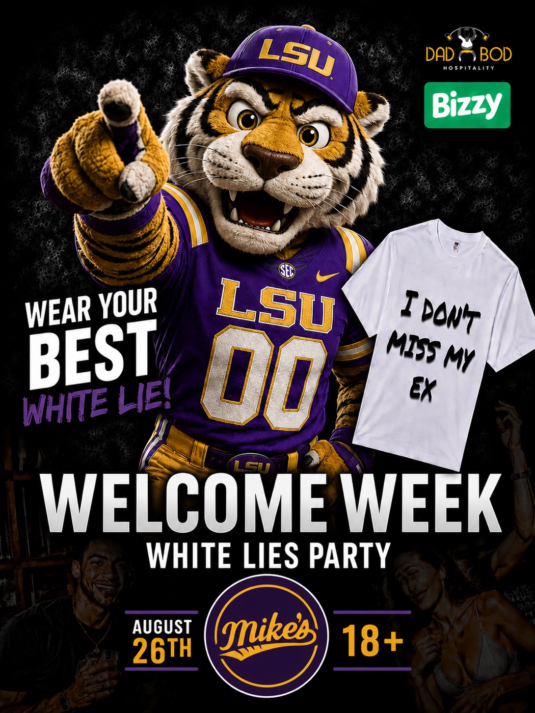 LSU White Lies Party flyer