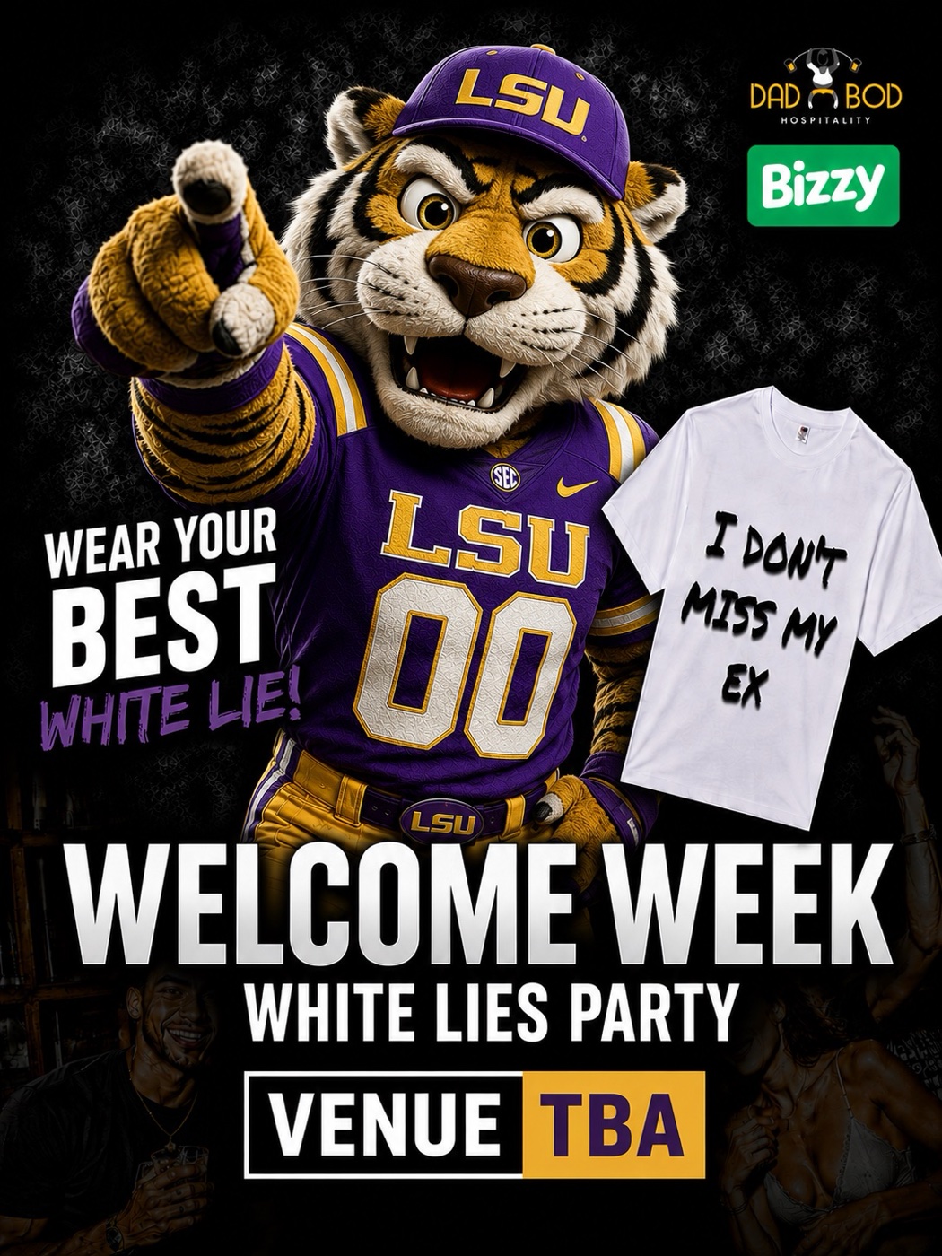 LSU White Lies Party flyer