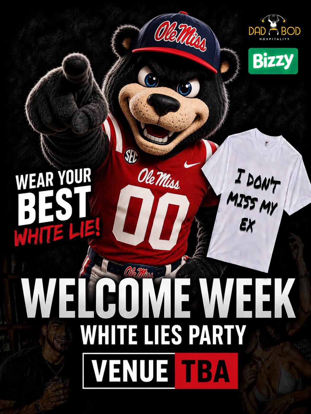 Ole Miss White Lies Party flyer